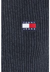 Tommy Jeans sweter bawełniany kolor czarny. Kolor: czarny. Materiał: bawełna. Wzór: aplikacja. Styl: klasyczny #3