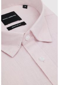 Pako Lorente - PAKO LORENTE - Lniana koszula męska w kolorze różowym. Okazja: na co dzień. Kolor: niebieski, różowy, zielony. Materiał: len. Długość rękawa: długi rękaw. Długość: długie. Wzór: gładki. Sezon: lato. Styl: casual #3