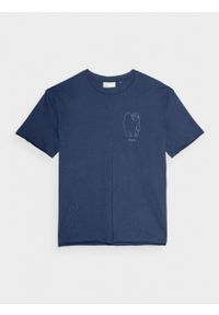 outhorn - T-shirt z haftem męski - granatowy. Okazja: na co dzień. Kolor: niebieski. Materiał: bawełna, dzianina. Wzór: haft. Styl: casual #6