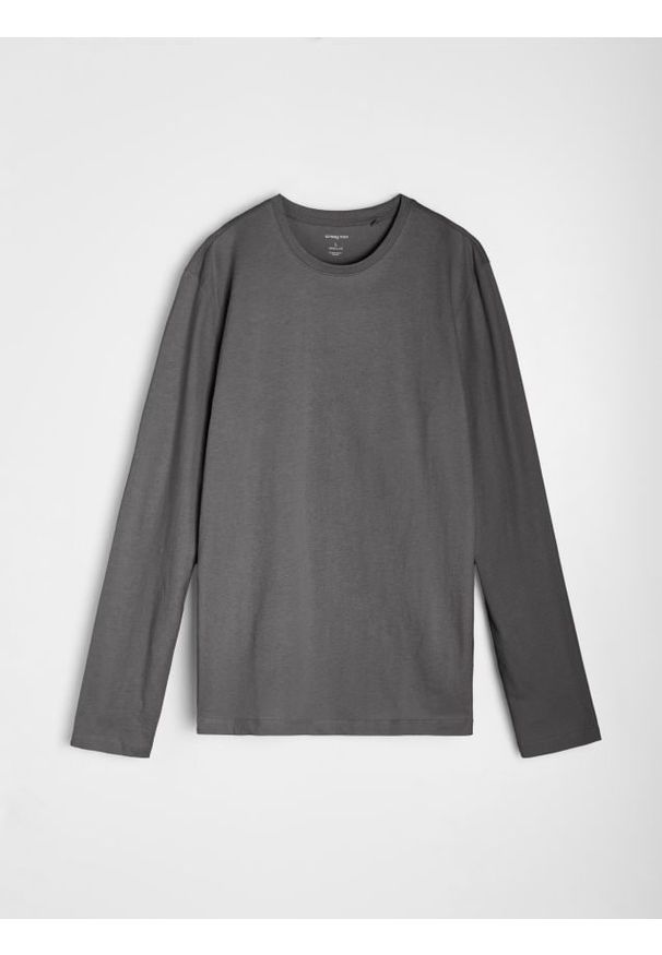 Sinsay - Bawełniana koszulka z długimi rękawami - szary. Kolor: szary. Materiał: bawełna. Długość rękawa: długi rękaw. Długość: długie