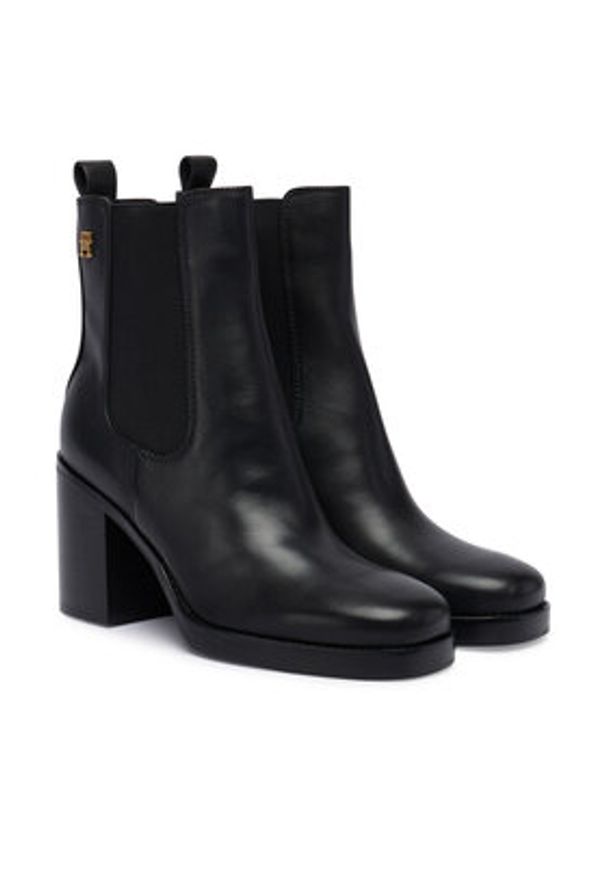 TOMMY HILFIGER - Tommy Hilfiger Botki Square Toe Chelsea High Block Hl FW0FW08844 Czarny. Kolor: czarny. Materiał: skóra