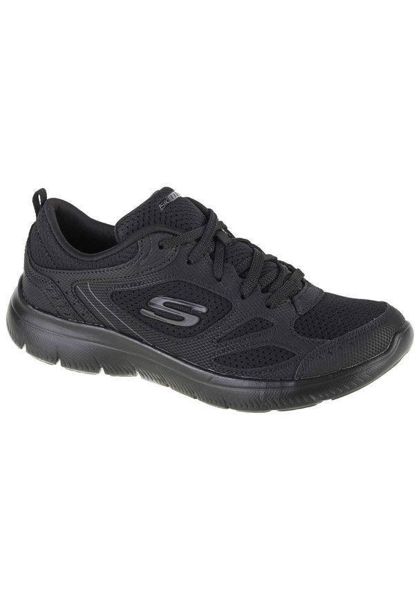 skechers - Buty do chodzenia damskie Skechers Summits Suited. Zapięcie: sznurówki. Kolor: czarny. Materiał: syntetyk, materiał. Szerokość cholewki: normalna. Sport: turystyka piesza