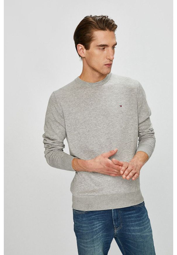 TOMMY HILFIGER - Tommy Hilfiger - Sweter. Okazja: na co dzień. Kolor: szary. Materiał: dzianina, bawełna. Wzór: melanż. Styl: casual
