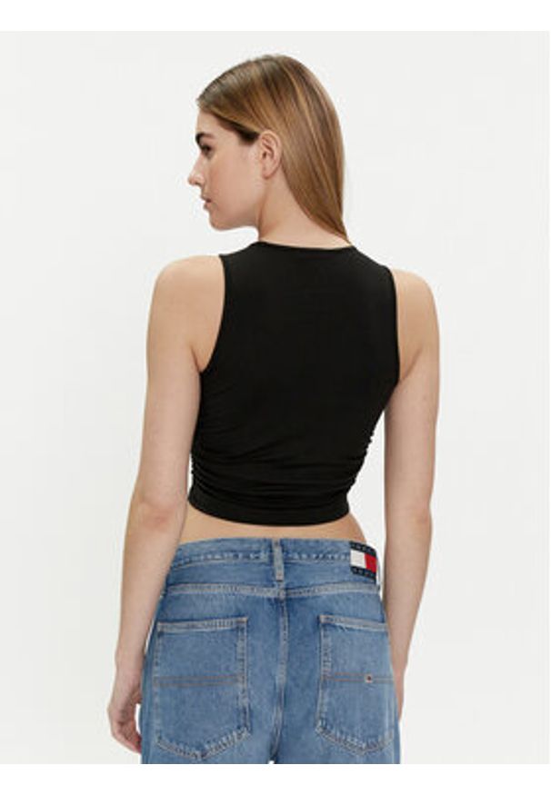 Tommy Jeans Top DW0DW17893 Czarny Slim Fit. Kolor: czarny. Materiał: wiskoza