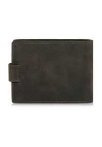 Ochnik - Mały khaki skórzany portfel męski. Kolor: zielony. Materiał: skóra