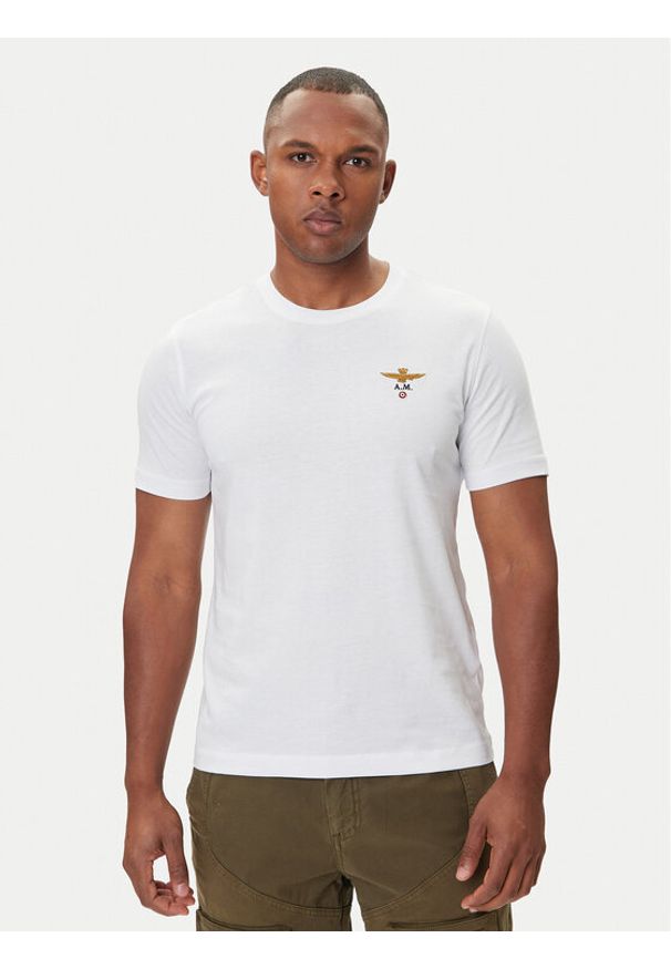 Aeronautica Militare T-Shirt 252TS1580UJ00372 Biały Regular Fit. Kolor: biały. Materiał: bawełna