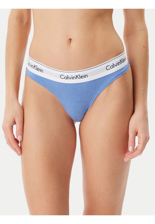 Calvin Klein Underwear Stringi 0000F3786E Niebieski. Kolor: niebieski. Materiał: bawełna