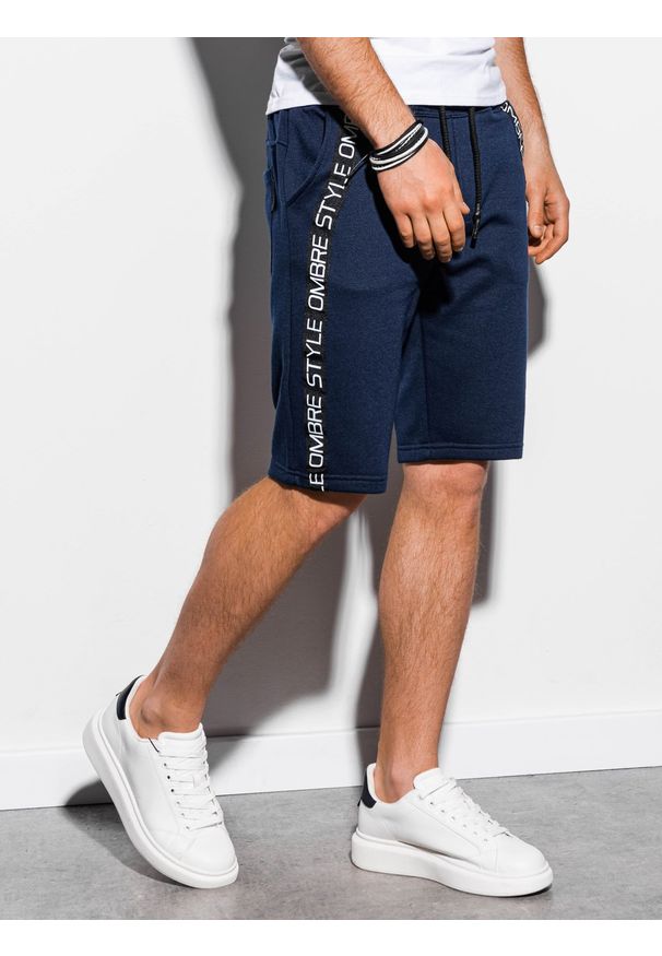 Niebieskie szorty Ombre Clothing z aplikacjami, krótkie