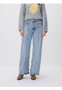 Reserved - Jeansy wide leg z przeszyciem - niebieski. Kolor: niebieski #1