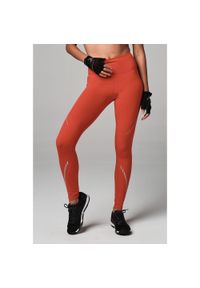 Legginsy sportowe damskie STRONG ID z wysokim stanem. Stan: podwyższony. Kolor: pomarańczowy. Materiał: poliester. Sport: bieganie