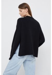Calvin Klein Jeans sweter z domieszką wełny damski kolor czarny lekki z półgolfem. Kolor: czarny. Materiał: wełna #4