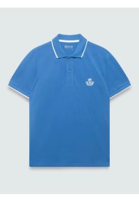 Big-Star - koszulka męska polo niebieska seller 401. Typ kołnierza: polo. Kolor: niebieski. Materiał: bawełna, dzianina. Wzór: aplikacja, haft. Styl: wizytowy #6