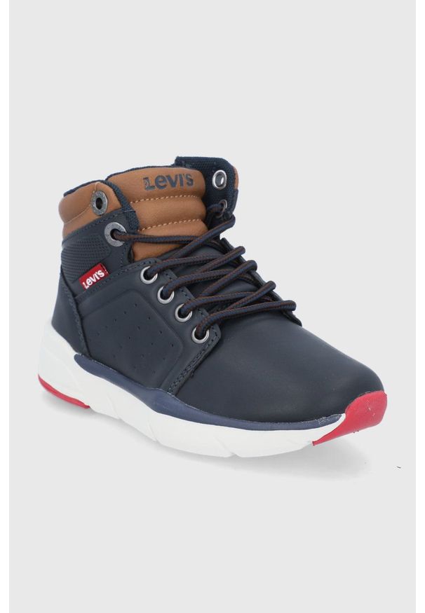 Levi's® - Levi's Buty dziecięce kolor granatowy. Okazja: na spotkanie biznesowe. Nosek buta: okrągły. Zapięcie: sznurówki. Kolor: niebieski. Materiał: guma. Styl: biznesowy