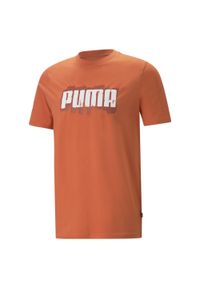 Koszulka sportowa męska Puma Graphics Wording Tee. Kolor: pomarańczowy, wielokolorowy. Długość rękawa: krótki rękaw. Długość: krótkie