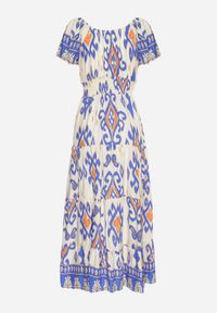 Born2be - Niebieska Wiskozowa Sukienka z Geometrycznym Wzorem Cleanna. Okazja: na spacer, na co dzień. Kolor: niebieski. Materiał: wiskoza. Wzór: geometria. Typ sukienki: proste. Styl: casual, elegancki #5