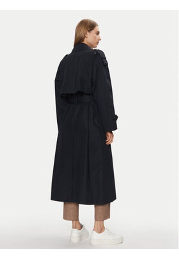 TOMMY HILFIGER - Tommy Hilfiger Trencz WW0WW45918 Granatowy Oversize. Kolor: niebieski. Materiał: bawełna