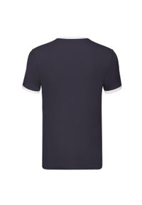 FRUIT OF THE LOOM - Męska Koszulka Ringer 160. Kolor: biały, wielokolorowy, niebieski