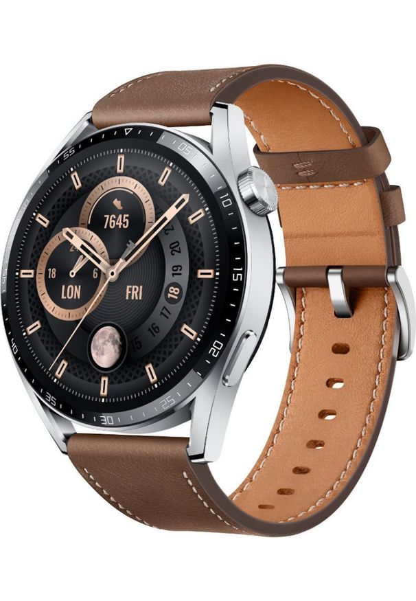 HUAWEI - Smartwatch Huawei Watch GT 3 Classic 46mm Złoty (55028448). Rodzaj zegarka: smartwatch. Kolor: złoty