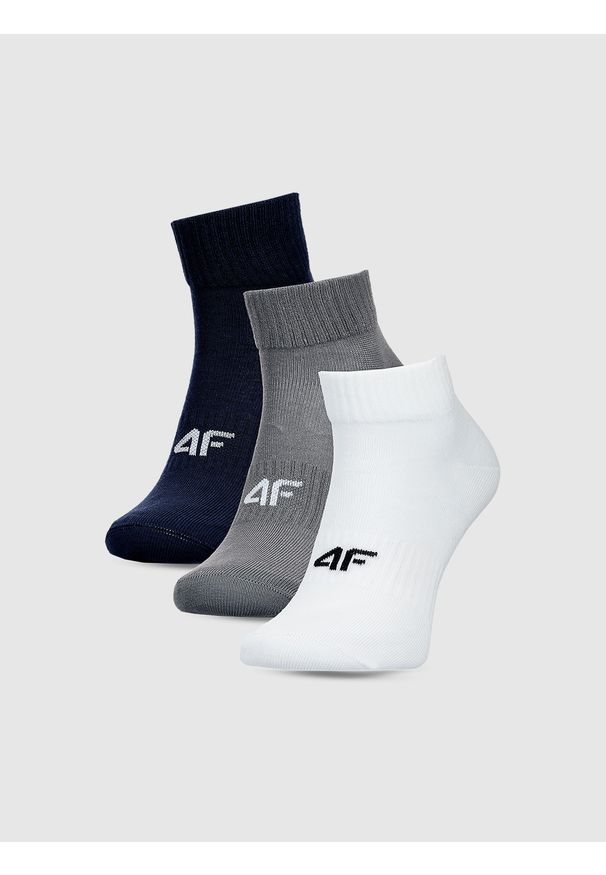 4f - 4F Skarpetki casual za kostkę (3-pack) męskie - multikolor 39-42. Kolor: wielokolorowy. Materiał: bawełna, włókno, materiał, poliamid