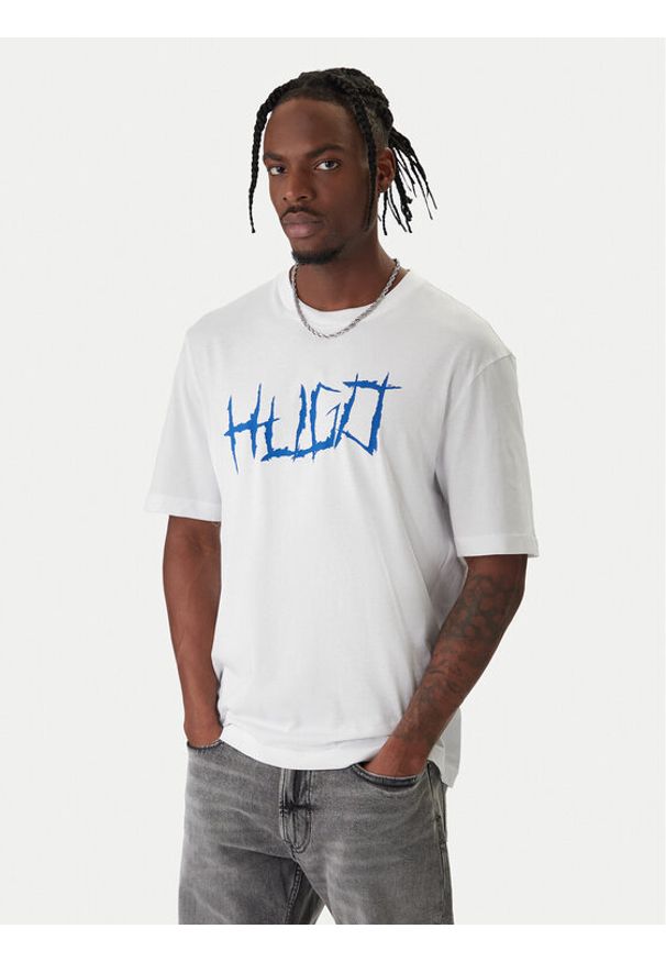 Hugo - HUGO T-Shirt Namerix 50554350 Biały Regular Fit. Kolor: biały. Materiał: bawełna