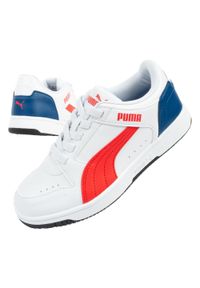 Buty sportowe dziecięce Puma Rebound JOY. Kolor: biały, niebieski, czerwony, wielokolorowy. Materiał: skóra ekologiczna. Szerokość cholewki: normalna #1