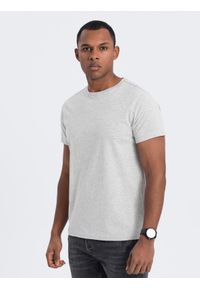 Ombre Clothing - Klasyczny T-shirt męski bawełniany BASIC - szary V3 - Rozmiar: XXL. Kolor: szary. Materiał: bawełna. Styl: klasyczny #5