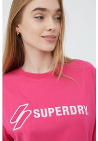 Superdry t-shirt bawełniany kolor fioletowy. Kolor: fioletowy. Materiał: bawełna. Wzór: aplikacja #2