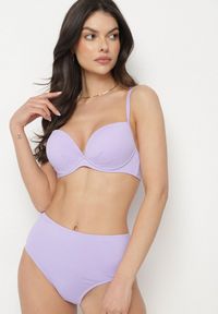Born2be - Jasnofioletowe Klasyczne Bikini Majtki Typu Figi i Biustonosz Natinela. Kolor: fioletowy