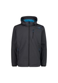 Kurtka przeciwwiatrowa z kapturem na zamek CMP. Typ kołnierza: kaptur. Kolor: czarny. Materiał: softshell. Sport: turystyka piesza #1