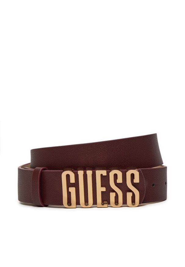 Guess Pasek Damski BW9113 P4235 Bordowy. Kolor: czerwony. Materiał: skóra