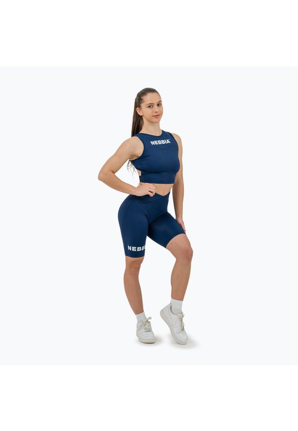 Top treningowy damski NEBBIA Gym Therapy Cropped. Kolor: niebieski. Sport: fitness