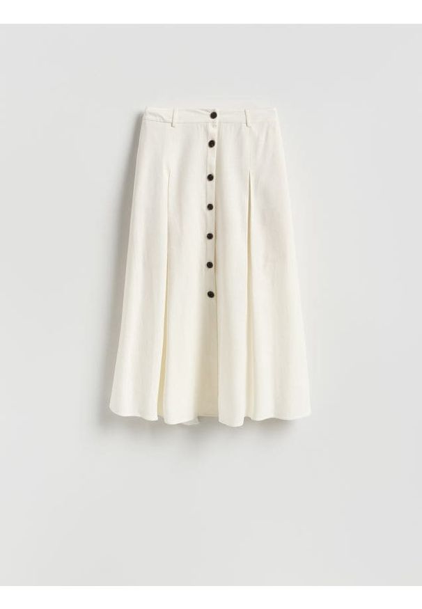 Reserved - Spódnica z wiskozą - biały. Kolor: biały. Materiał: wiskoza