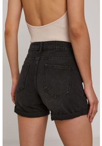 Haily's Szorty jeansowe damskie kolor czarny gładkie high waist. Okazja: na co dzień. Stan: podwyższony. Kolor: czarny. Materiał: jeans. Wzór: gładki. Styl: casual #2