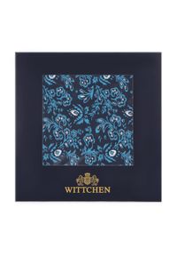 Wittchen - Poszetka jedwabna we wzory granatowo-niebieska. Kolor: niebieski. Materiał: jedwab