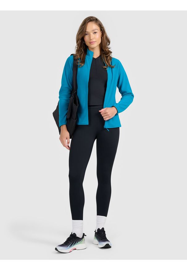 4f - 4F Polar ze stójką slim damski - turkusowy M. Typ kołnierza: kołnierzyk stójkowy. Kolor: turkusowy. Materiał: polar. Sport: wspinaczka