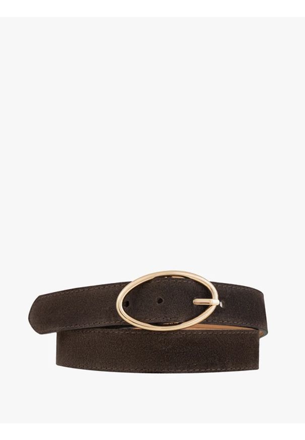 Ryłko - Brązowy pasek ze skóry welurowej. Kolor: brązowy. Materiał: skóra, welur