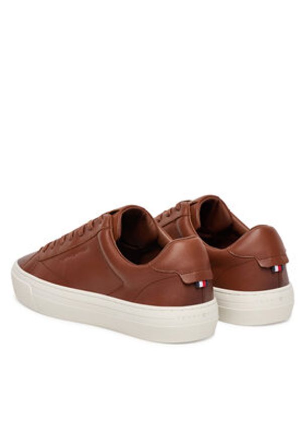 TOMMY HILFIGER - Tommy Hilfiger Sneakersy Premium Dress Cupsole Cognac FM0FM05771 Brązowy. Kolor: brązowy. Materiał: skóra