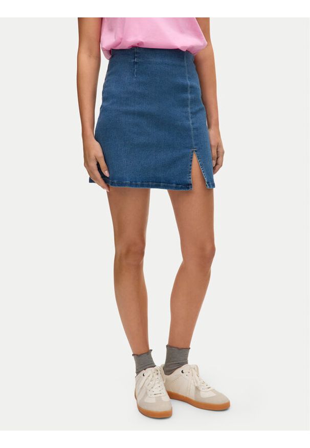 Vero Moda Spódnica jeansowa Nelly 10311322 Niebieski Regular Fit. Kolor: niebieski. Materiał: bawełna