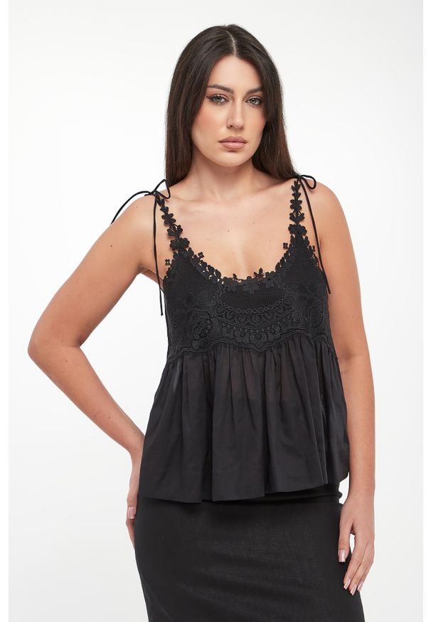 Twinset Milano - Top damska z koronką TWINSET. Materiał: koronka. Wzór: koronka