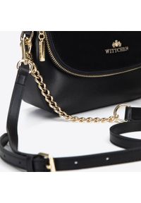 Wittchen - Damska torebka z dwóch rodzajów skór z kieszenią w klapie. Kolor: czarny. Wzór: aplikacja, paski. Materiał: skórzane. Styl: elegancki #5
