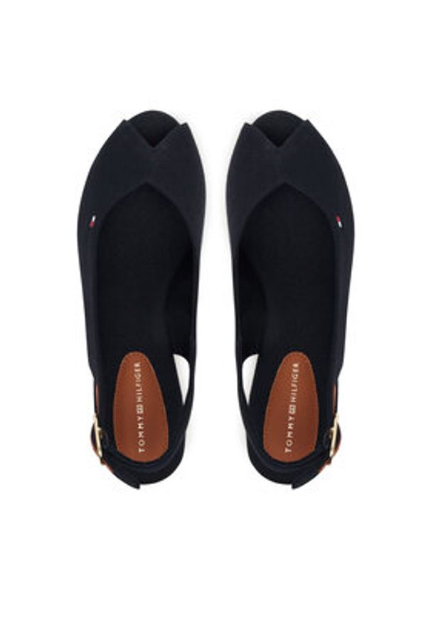 TOMMY HILFIGER - Tommy Hilfiger Sandały Flag Mid Wedge Espad Slingback FW0FW08595 Granatowy. Kolor: niebieski. Materiał: materiał