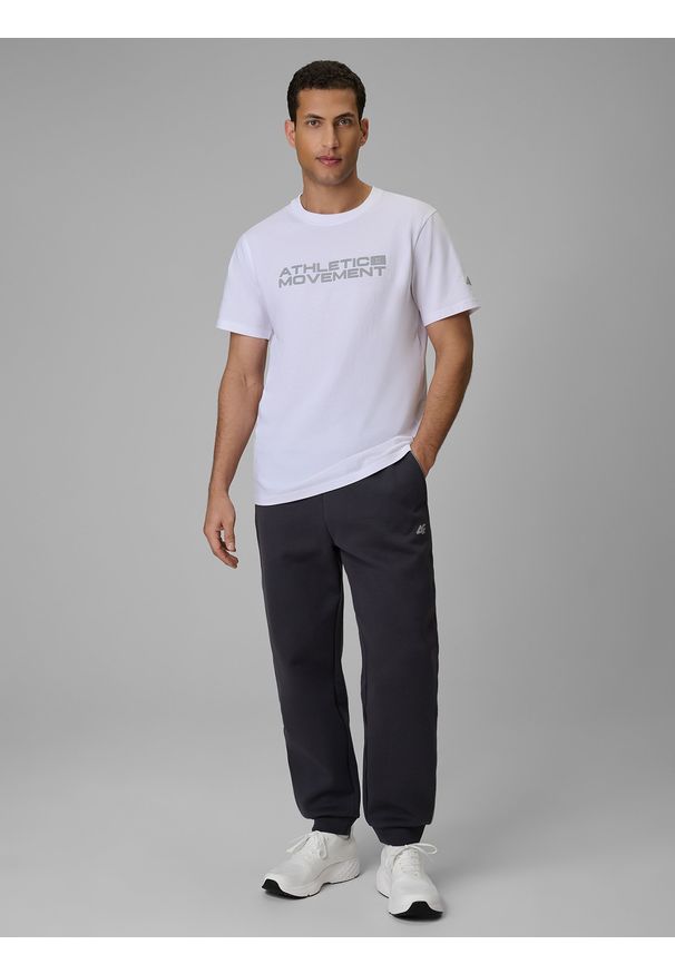 4f - 4F Spodnie dresowe joggery męskie - szare M. Kolor: szary. Materiał: dresówka. Wzór: gładki. Sport: fitness