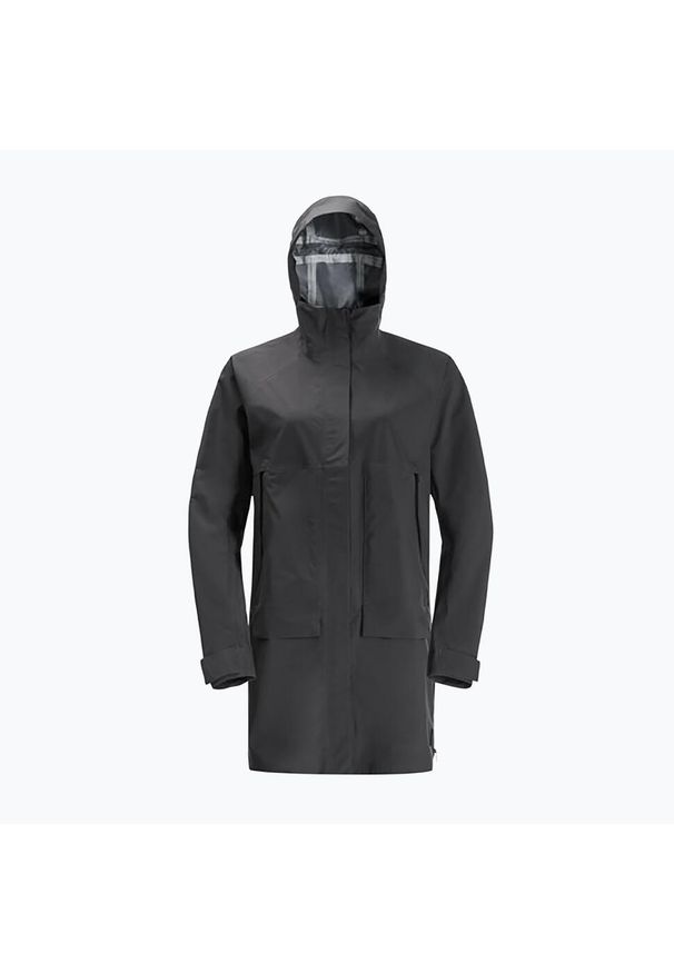 Kurtka przeciwdeszczowa damska Jack Wolfskin Goldgewann Parka. Kolor: czarny. Sport: turystyka piesza