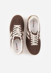 Renee - Brązowe Sneakersy Typu Klasyczne Tenisówki Kilice. Okazja: na co dzień, na randkę. Kolor: brązowy. Materiał: satyna, koronka #7