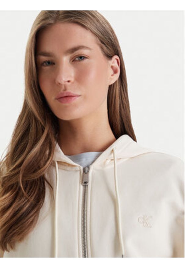 Calvin Klein Jeans Bluza Monogram LV047F208G Beżowy Relaxed Fit. Kolor: beżowy. Materiał: bawełna