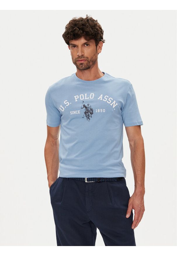 U.S. Polo Assn. T-Shirt MUP3268 Błękitny Regular Fit. Typ kołnierza: polo. Kolor: niebieski. Materiał: bawełna