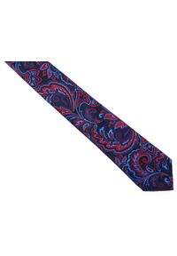 Modini - Granatowy krawat męski we florystyczny wzór C10. Kolor: niebieski. Materiał: mikrofibra, tkanina #2