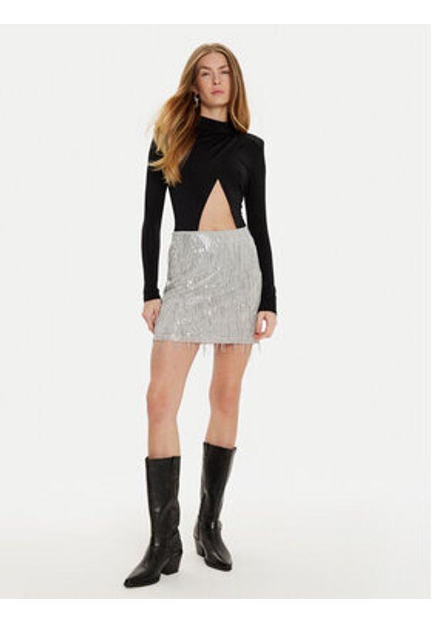 only - ONLY Spódnica mini Spacy 15305742 Srebrny Slim Fit. Kolor: srebrny. Materiał: syntetyk