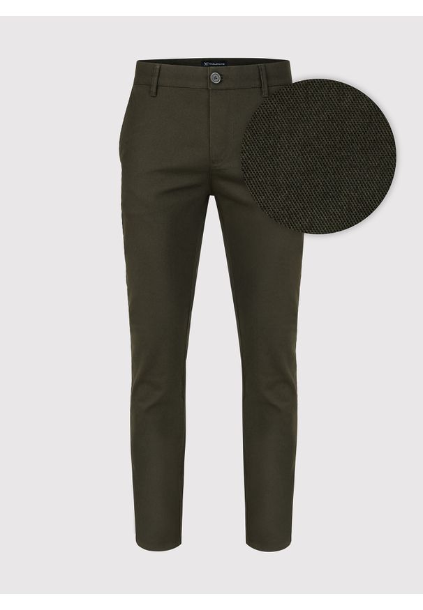 Pako Lorente - PAKO LORENTE – Zielone spodnie męskie o kroju Slim Fit. Kolor: zielony. Materiał: bawełna, elastan. Wzór: gładki. Styl: klasyczny