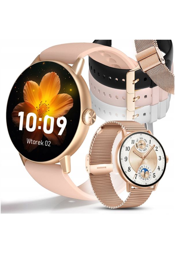 JG Smart - SMARTWATCH DAMSKI ZEGAREK MENU PL ROZMOWY CYKL DYKTAFON ZDJĘCIA 4 paski. Rodzaj zegarka: smartwatch